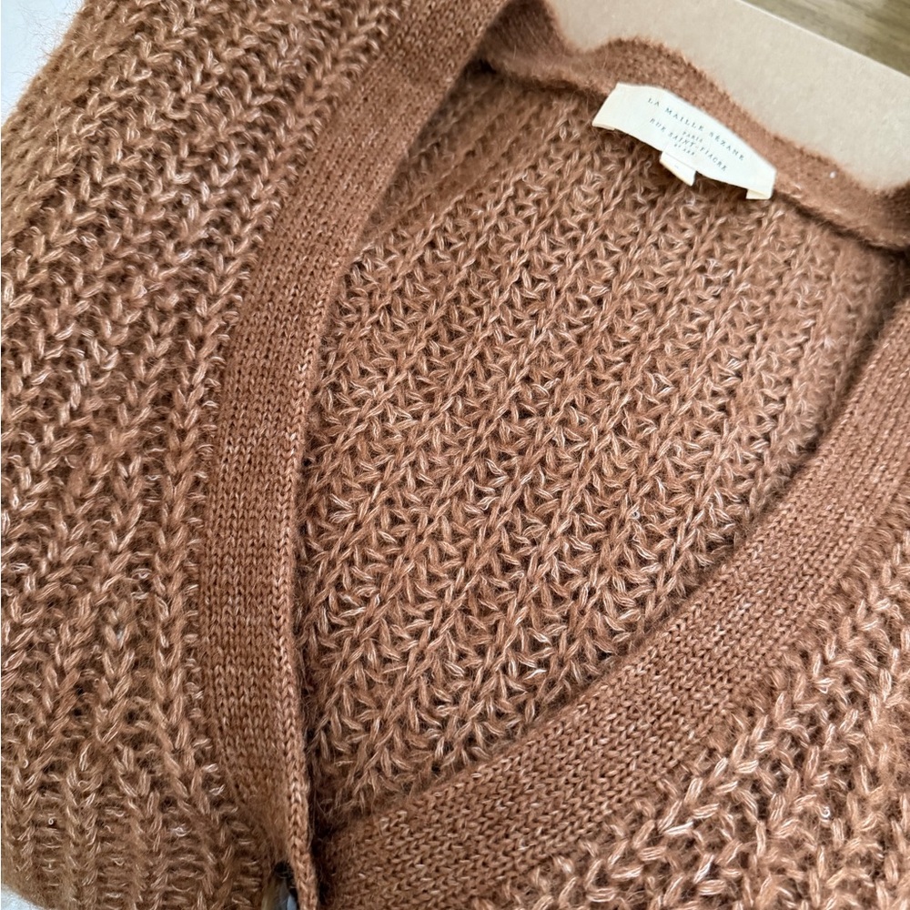 Sezane Brown V-Neck Cardigan Sweater - Picture 4 of 4
